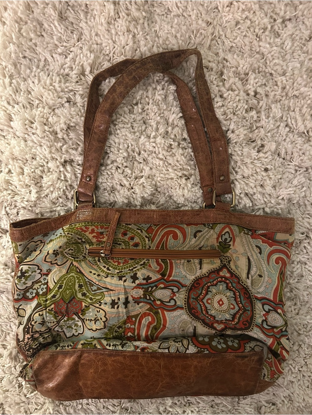 Boho Paisley Tote Bag in Brown and Multicolor